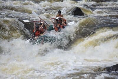 Class 5 Cribworks rapid on the Penobscot river
