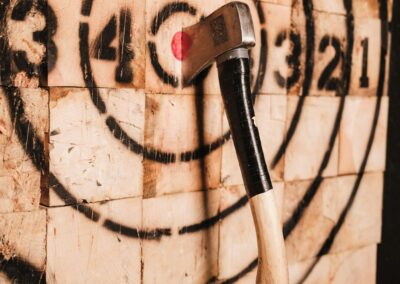 axe in center of a wood target